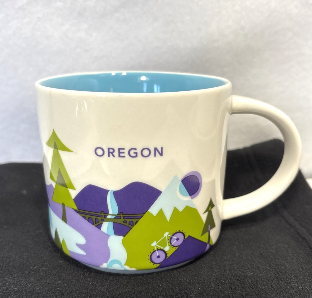 Starbucks You Are Here Collection Oregon Mug 2016 White Blue Green Purple
